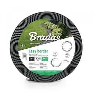 Бордюр газонний 40мм х 10м з комплектом кілків EASY BORDER графіт Bradas OBEGY4010SET фото