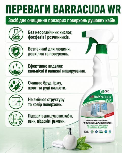 Средство для очистки душевых кабин 0,5л BARRACUDA WR Mal54 фото
