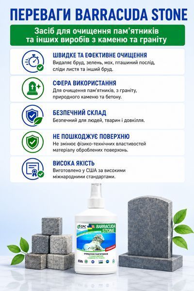 Засіб для очищення пам'ятників Stone 250 мл Barracuda Mal60 фото