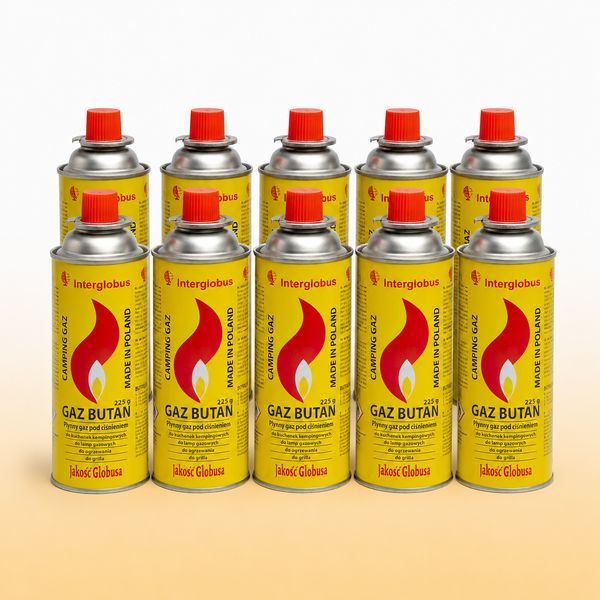 Газовый баллон универсальный 10 шт. Interglobus бутан 225g Interglobus10 фото