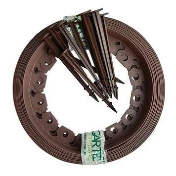 Садовый универсальный бордюр 10м Gartec коричневый (+20 колков для фиксации) Gartecbrown фото